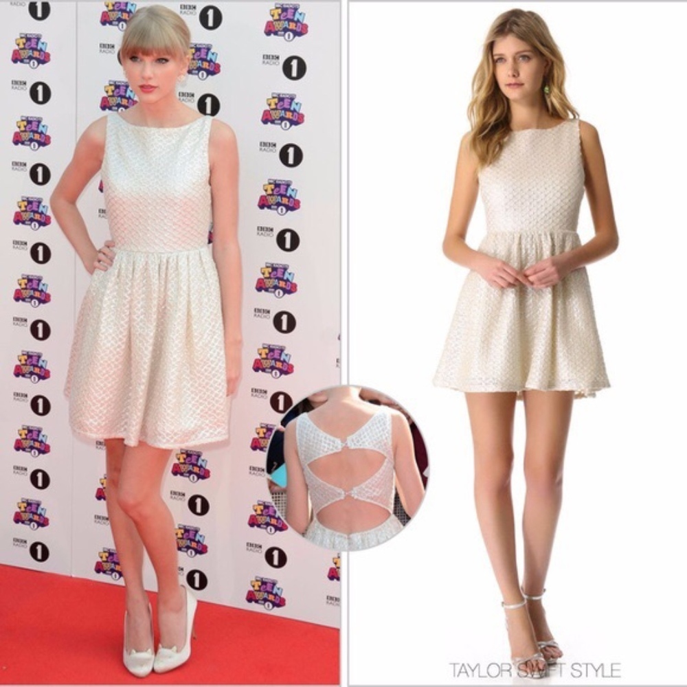 Alice + Olivia Pearl White Cutout Dress